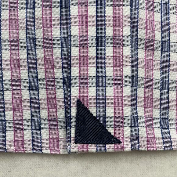 UNTUCKit  Mens Long Sleeve Button Up Plaid Check Shirt Blue Pink-L - Picture 5 of 11